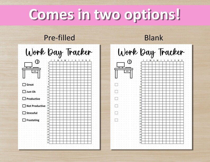 Work Tracker Bad PRINTABLE Work Day Tracker, Journal Page, Planner Page, Yearly Tracker ...