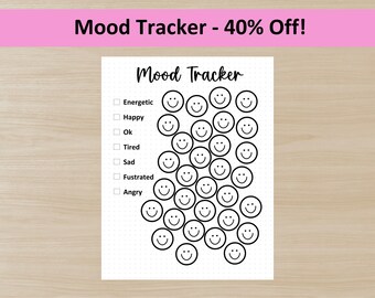 PRINTABLE Happiness Tracker, Printable Journal Page, Planner Page, Happy Tracker, Daily Tracker, Mood Tracker, Track Mood, Track Happiness