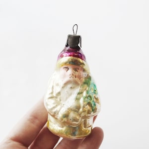 Vintage Mercury Glass Santa Ornament - 1950s Christmas Decoration