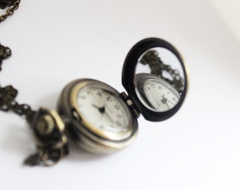 Zakhorloge met spiegelketting Medaillonhanger