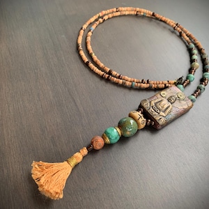 Buddha Mini Collage Pendant Assemblage Necklace