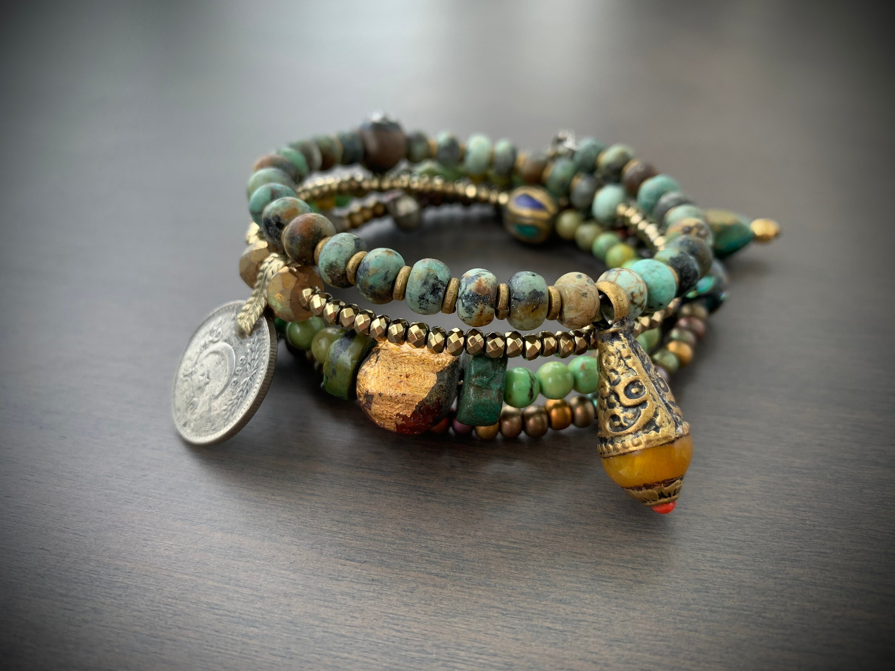 Amazon.com: Women's Handmade Boho Bling Memory Wire Wrap Bracelet :  Handmade Products