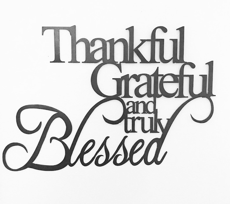 Christian Wall Art: Thankful Grateful Blessed V5 (Wood Frame Ready To