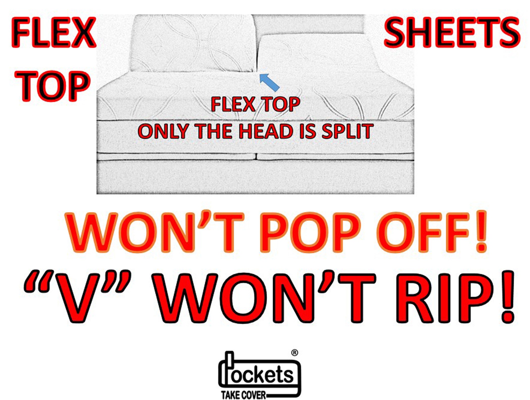 Won't Pop Off Flex Top California King Sheets Split Top Red Blue Gray Brown Tan Cream White Turquoise Green Deep Pocket Set, Fitted Sheets