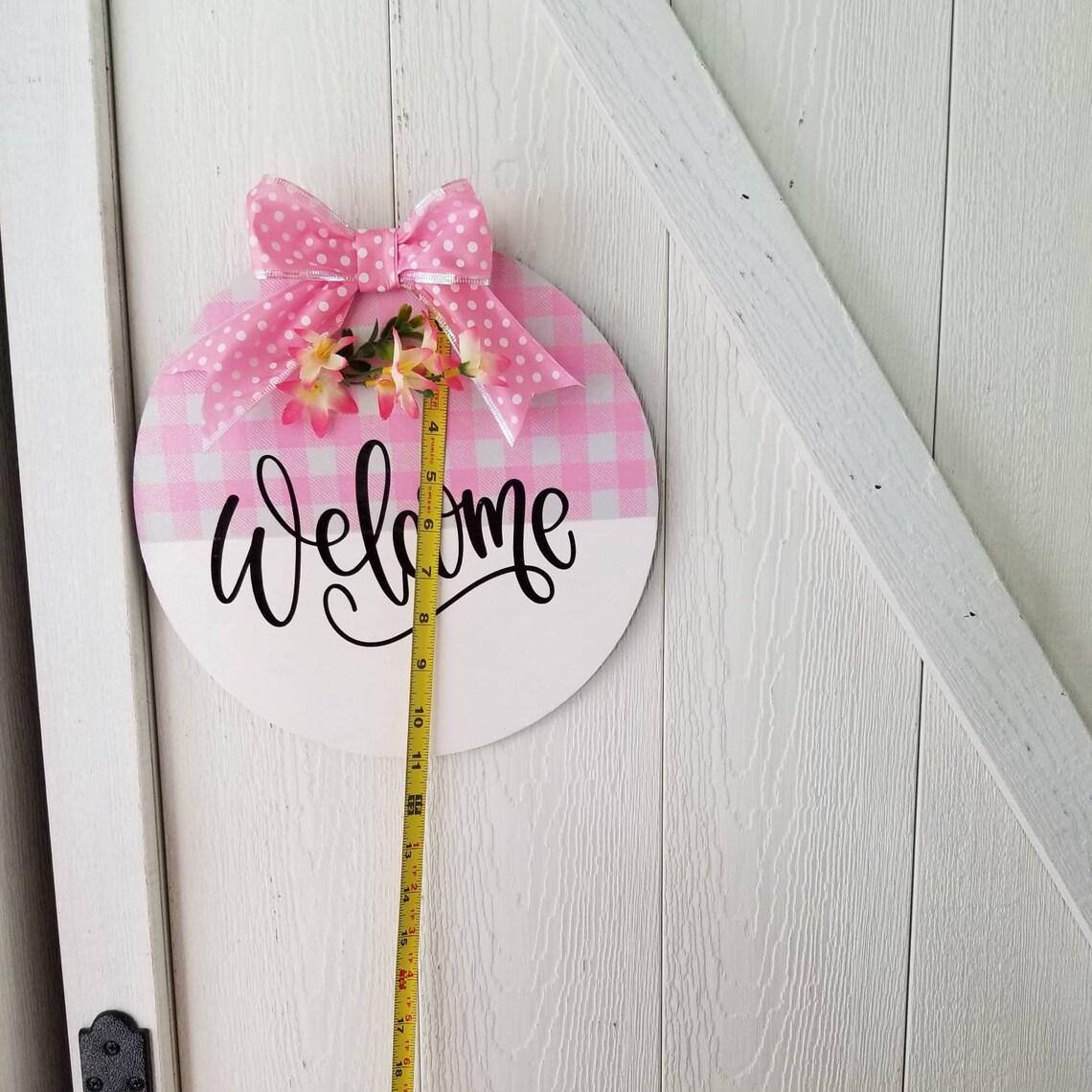 Pink White and Grey Welcome sign. | Etsy