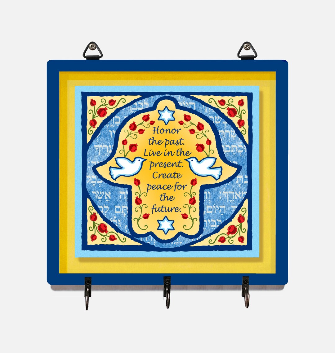 Decorative Tile Key Holder, Wall Hanging With 3 Hooks for Keys Etsy