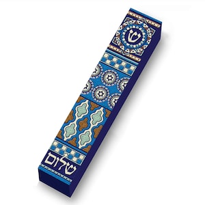 Decorative Tiles Wooden Mezuzah Case