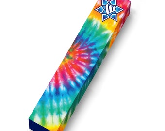 Tie Die Pattern Wood Mezuzah, Multi Color Mezuzah, Pride, LGBTQ,  4" Case