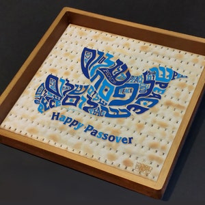 Hand Crafted Passover Wooden Matzah Tray