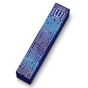 May include: A blue and white 3D printed letter I with a circuit board design. The letter is in a 3D perspective and has a white outline.