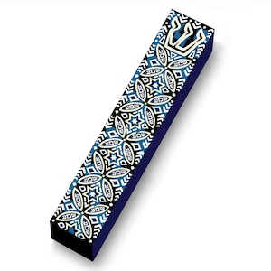 Decorative Woodblock Style Jewish Mezuzah Case