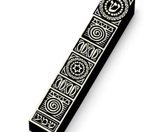 African Block Carving Style Mezuzah Case