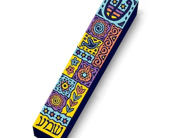 Hand Drawn Naive Jewish Mezuzah Case