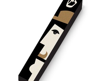Whimsical Faces Mezuzah,  4" wooden case