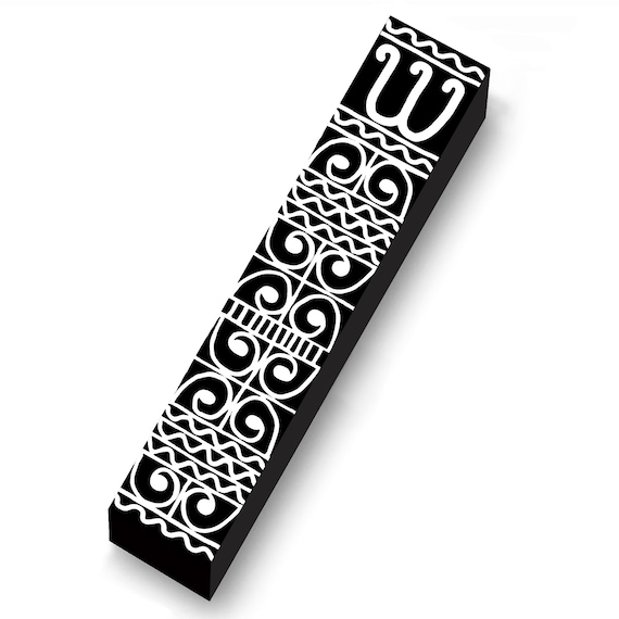 African Pattern Jewish Mezuzah. Wood Block, 4" Case