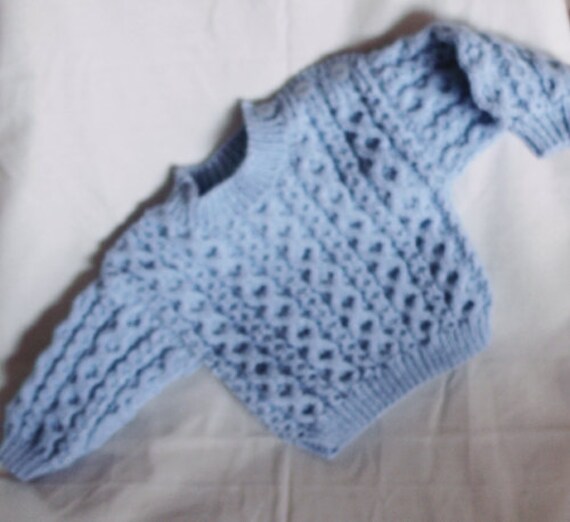 Handmade Hand Knitted Blue Jumper Baby Child Newborn Boy Etsy