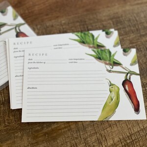 Recipe Cards Set of 10 Watercolor Pepper Design 4x6 Size image 3