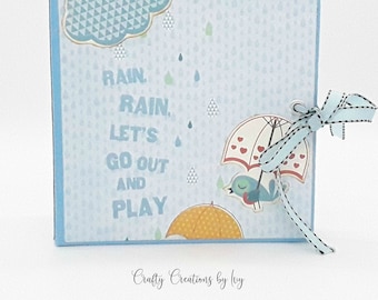 Children's Mini Photo Album, Handmade Scrapbook, Rain Theme Memory Book