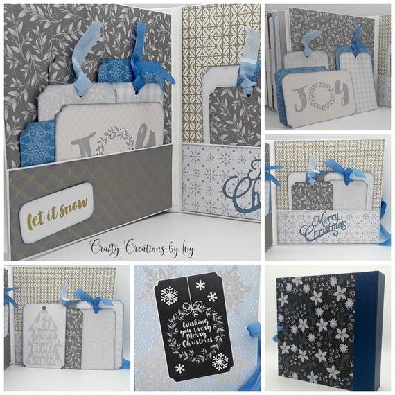 Handmade Scrapbook Photo Album, Wishing You A Very Merry Christmas,  Christmas Scrapbook, Blue/white/silver 