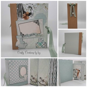 Baby Boy Scrapbook Photo Album, Large Baby Boy Mini Album, Handmade Scrapbook