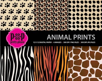 Papel Digital de la impresión animal | Papel digital con estampados de animales | Estampados de animales