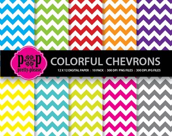 Papel Digital de Chevron | Papel de Chevron | Papel Digital colorido Chevron | Papel multicolor de Chevron | Chevron Multi Color papel Digital