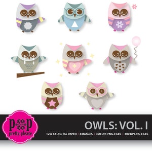 Owl Clip Art | Downloadable Owls | Digital Owls | Owls | Cute Owls