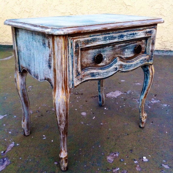 SOLD Shabby Chic End Table side table Vintage nightstand Etsy