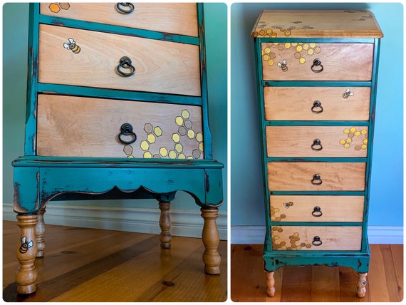 Lingerie Chest W Honeycomb Bee Accents Upcycled Furniture