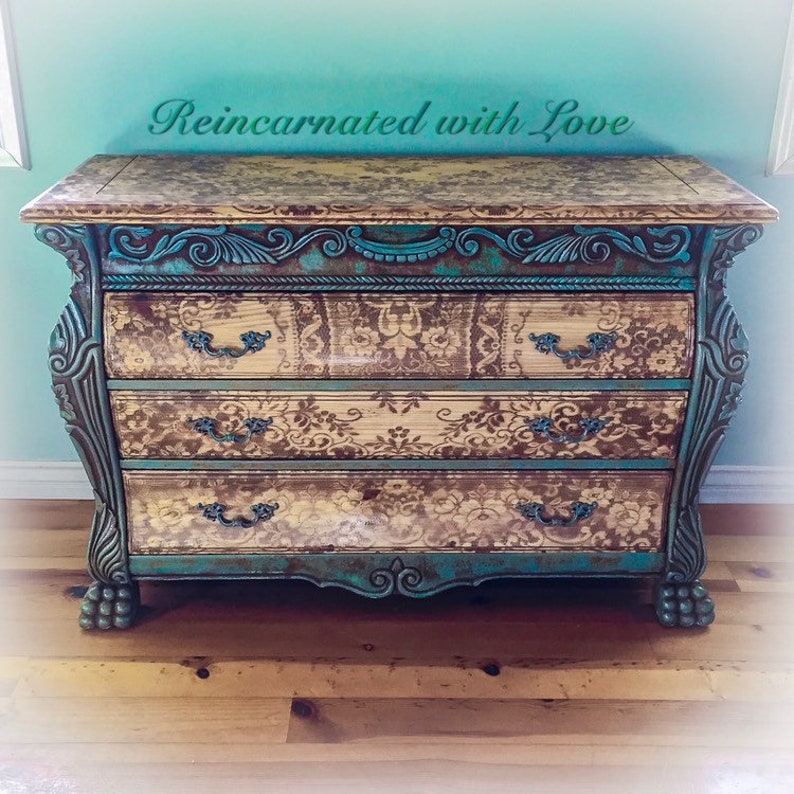 Sold Patina Rusted Dresser Distressed Green Shabby Chic Image 0