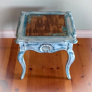 French Country, Side Table, white end table, french farmhouse, painted side table, vintage, end table, white side table, painted furniture image 1