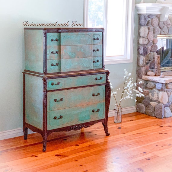 copper patina rusted iron antique dresser chest of etsy