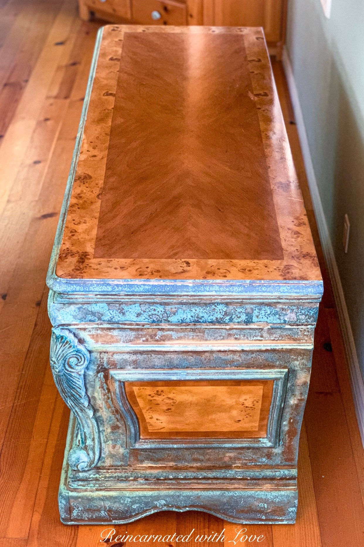 Patina Wood Desk bohemian boho desk upcycled furniture Etsy