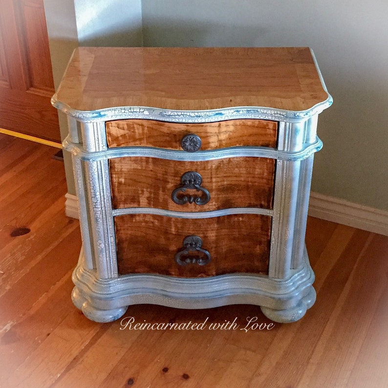 Large French Country Nightstand Boho White End Table Bedside Shabby Chic
