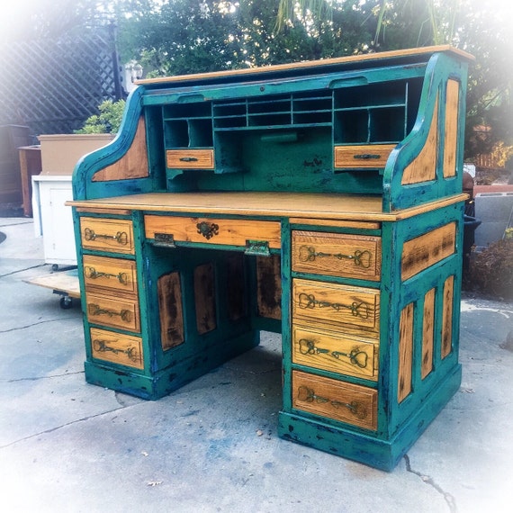 Rustic roll on sale top desk