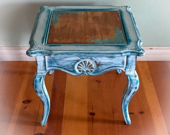 French Country, Side Table, white end table, small table, painted furniture, shabby chic end table, vintage end table, end table