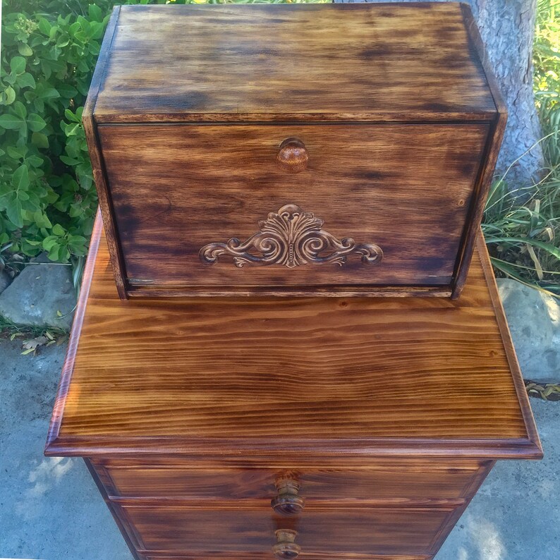 bedside table Torched rustic end table nightstand rustic side table wood upcycled rustic furniture Rustic Nightstand burnt wood