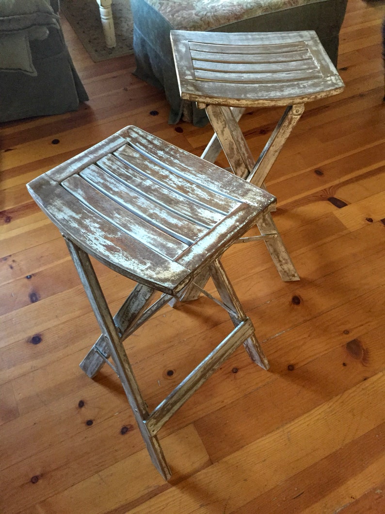 Rustic Bar Stools Solid Teak Farmhouse Stool Set Image 0