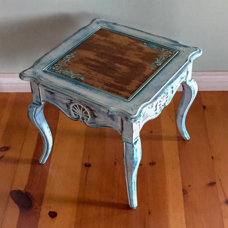 French Country, Side Table, white end table, french farmhouse, painted side table, vintage, end table, white side table, painted furniture image 4