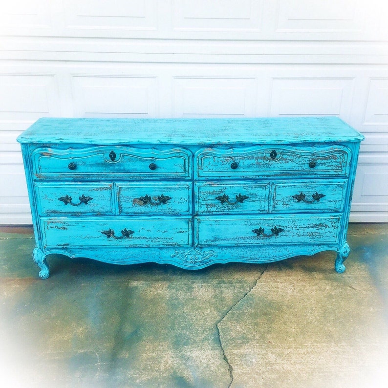 Sold French Country Dresser 4 Long Wood Carved Image 0