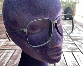 Vintage Oversized 80s Glasses - Matte Black Frames Sunglass Frames New Old Stock NOS Large Square - Belle Qualité -  Elan - Deadstock 1980s