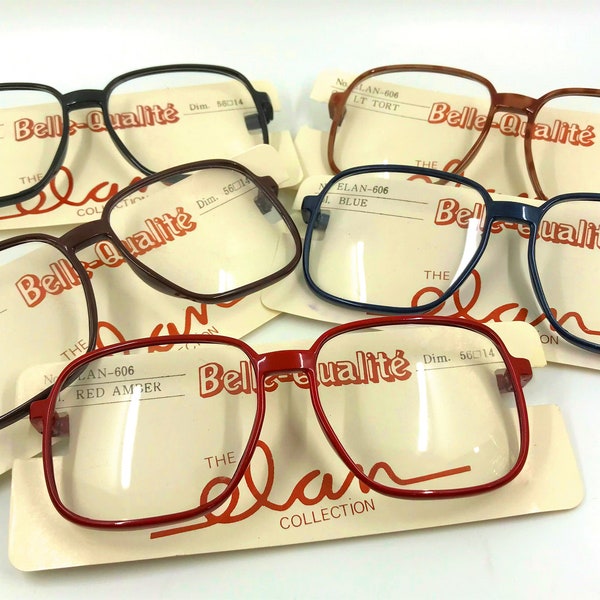Vintage oversized jaren '80 bril lenzenvloeistofmonturen of zonnebrilmonturen - nieuwe oude voorraad NOS groot vierkant - Belle Qualité - Elan - dode inventaris jaren 1980
