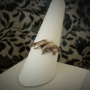 Cute Vintage Sterling Silver Dolphin Band Ring