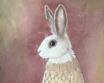 Giclee print ~ Pink/yellow rabbit