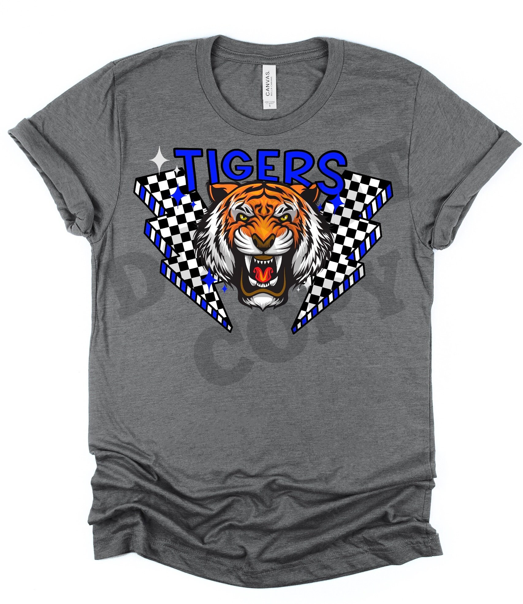 Blue Tigers Checkered Lightning Mascot PNG - Etsy