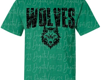 Wolves Distressed Black Mascot PNG for T-Shirts