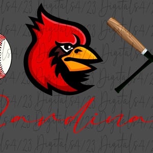 Cardinals Baseball Red Mascot PNG Sublimation or DTF File for Shirts
