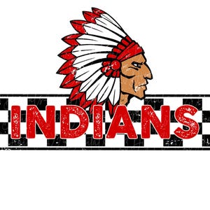 Indians Black Checker Mascot PNG File For Shirts