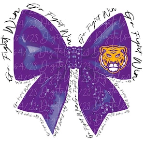 Tigers Coquette Bow Purple Mascot PNG Sublimation File