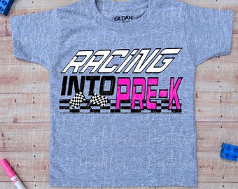 Racing into Pre-K Pink PNG voor DTF